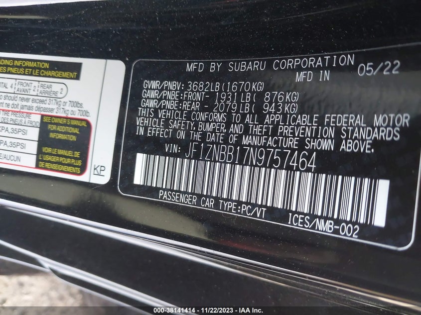 2022 TOYOTA GR86 - JF1ZNBB17N9757464