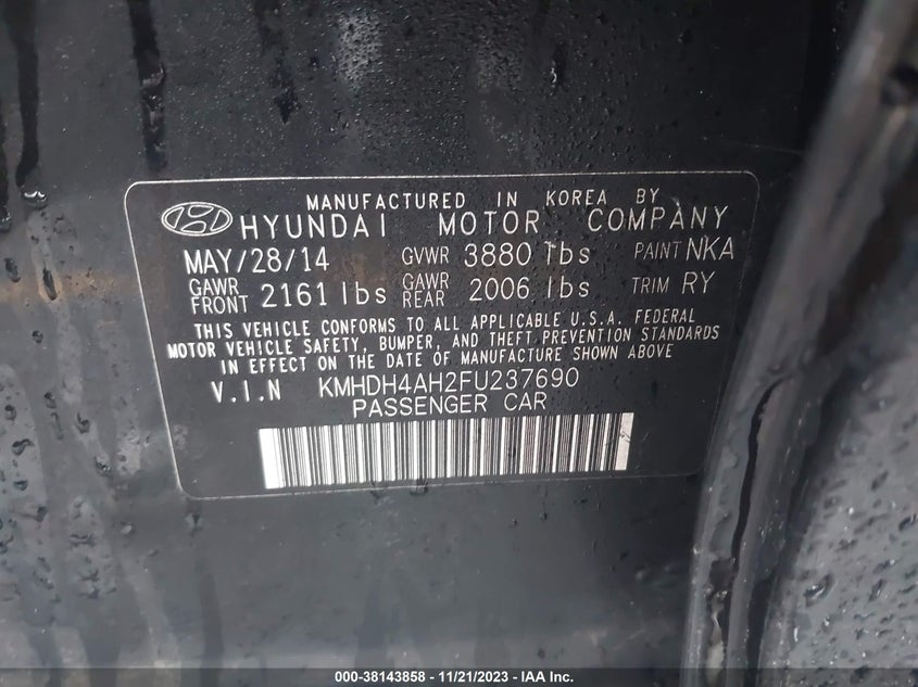 KMHDH4AH2FU237690 2015 HYUNDAI ELANTRA photo no. 9