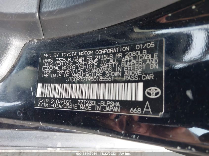 2005 Toyota Celica Gt VIN: JTDDR32T950185561 Lot: 38147044