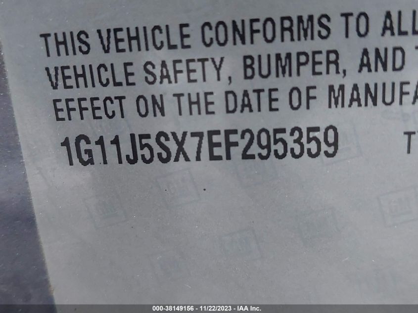 2014 Chevrolet Malibu 2Lz VIN: 1G11J5SX7EF295359 Lot: 43433305