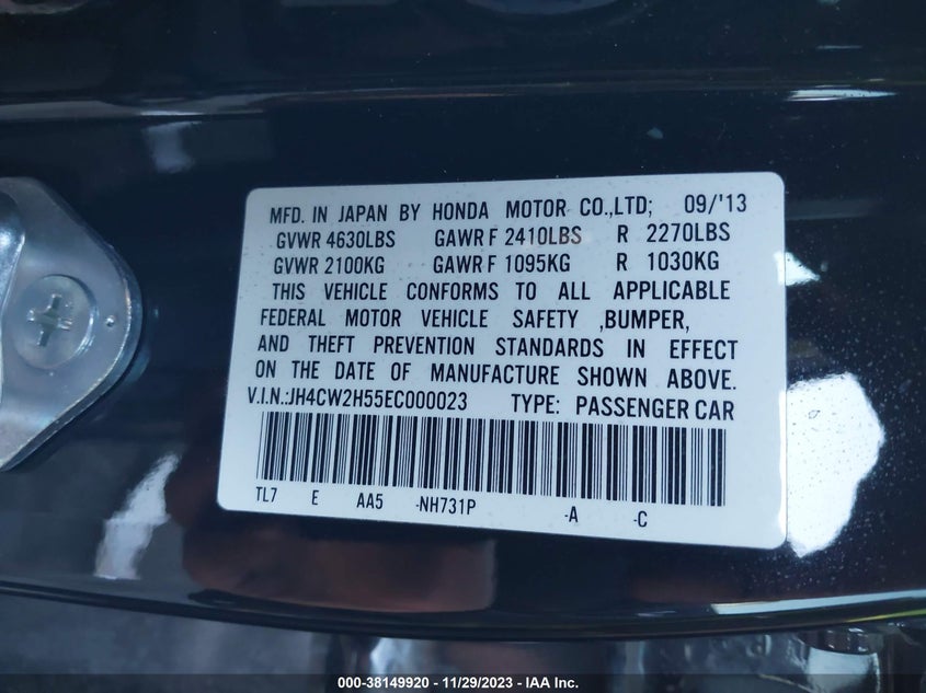 2014 ACURA TSX 2.4 JH4CW2H55EC000023