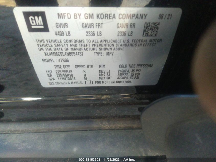 KL4MMCSL4NB054437 2022 Buick Encore Gx Awd Preferred