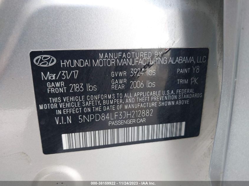 5NPD84LF3JH212882 2018 Hyundai Elantra Value Edition