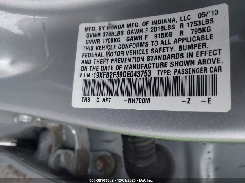 19XFB2F59DE043753 2013 Honda Civic Lx