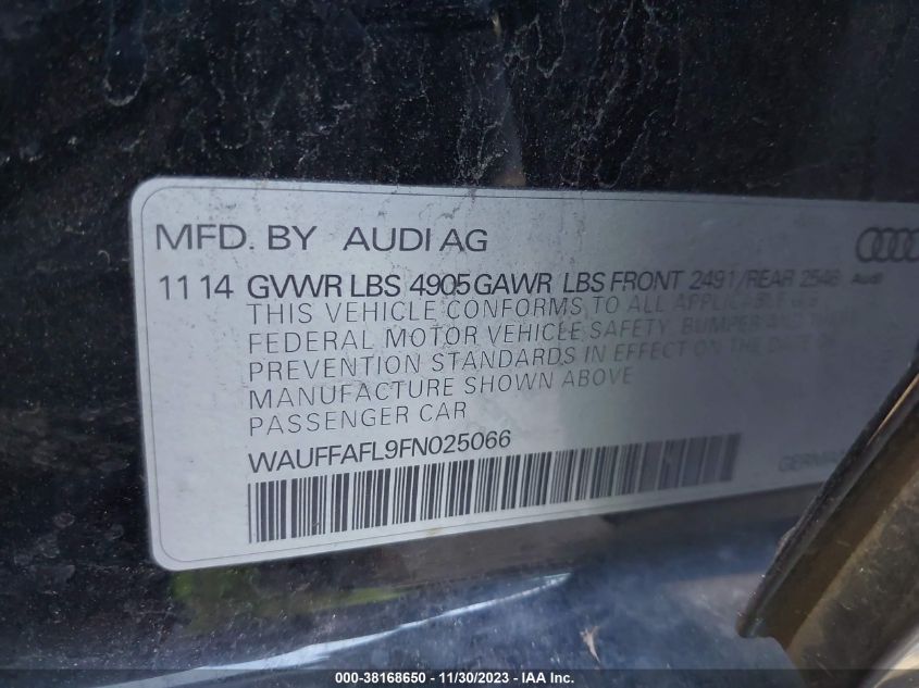 WAUFFAFL9FN025066 2015 Audi A4 2.0T Premium