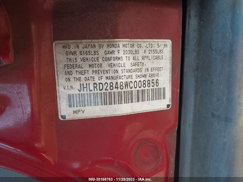 JHLRD2848WC008856 1998 Honda Cr-V Lx