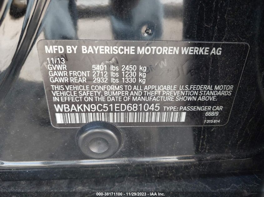 WBAKN9C51ED681045 2014 BMW 550I