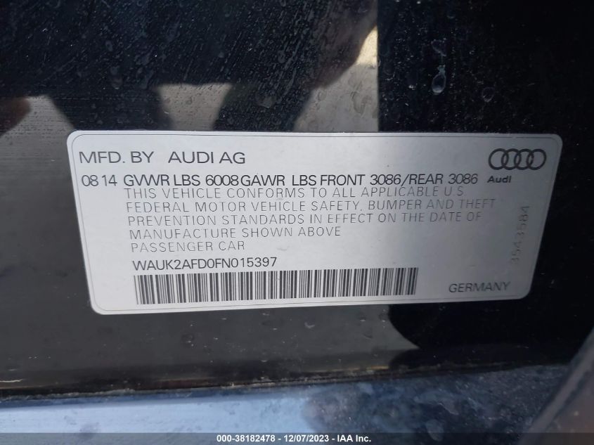 WAUK2AFD0FN015397 2015 Audi S8 4.0T