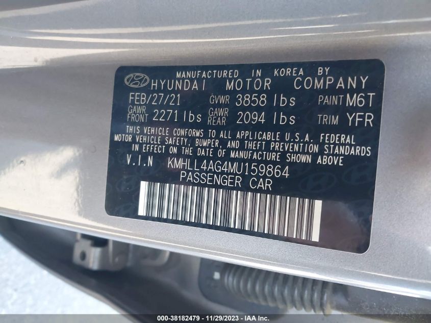 KMHLL4AG4MU159864 2021 Hyundai Elantra Se