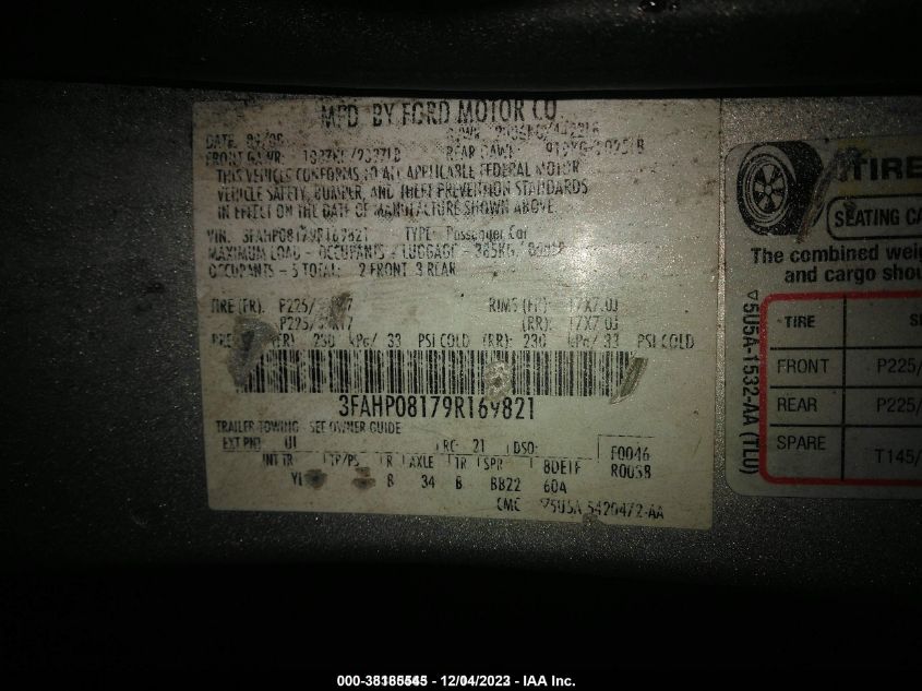 3FAHP08179R169821 2009 Ford Fusion Sel