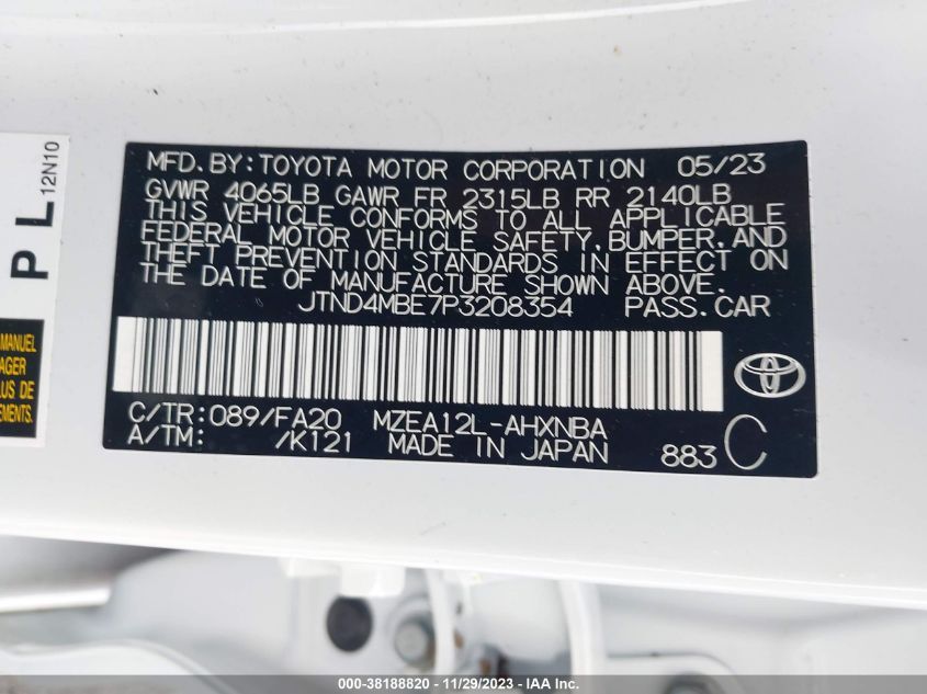 JTND4MBE7P3208354 2023 Toyota Corolla Se