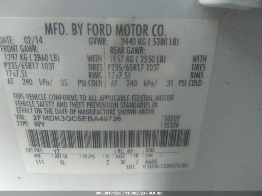 2FMDK3GC5EBA49726 2014 Ford Edge Se