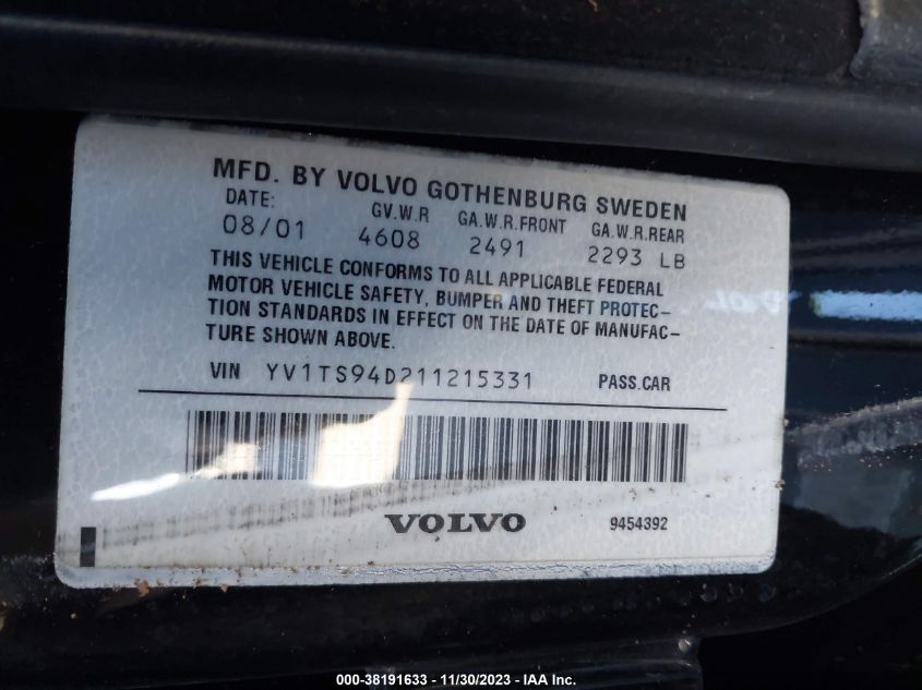 YV1TS94D211215331 2001 Volvo S80 2.9 A Sr