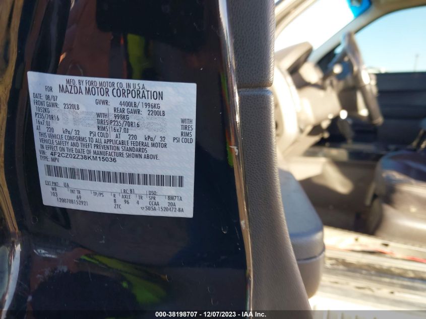 2008 Mazda Tribute I Grand Touring VIN: 4F2CZ02Z38KM15036 Lot: 38198707