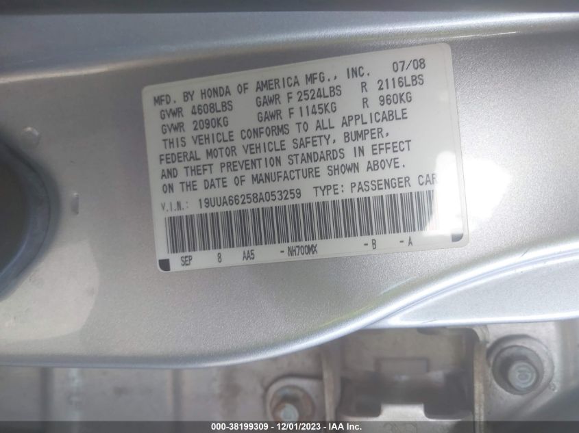 19UUA66258A053259 2008 Acura Tl 3.2