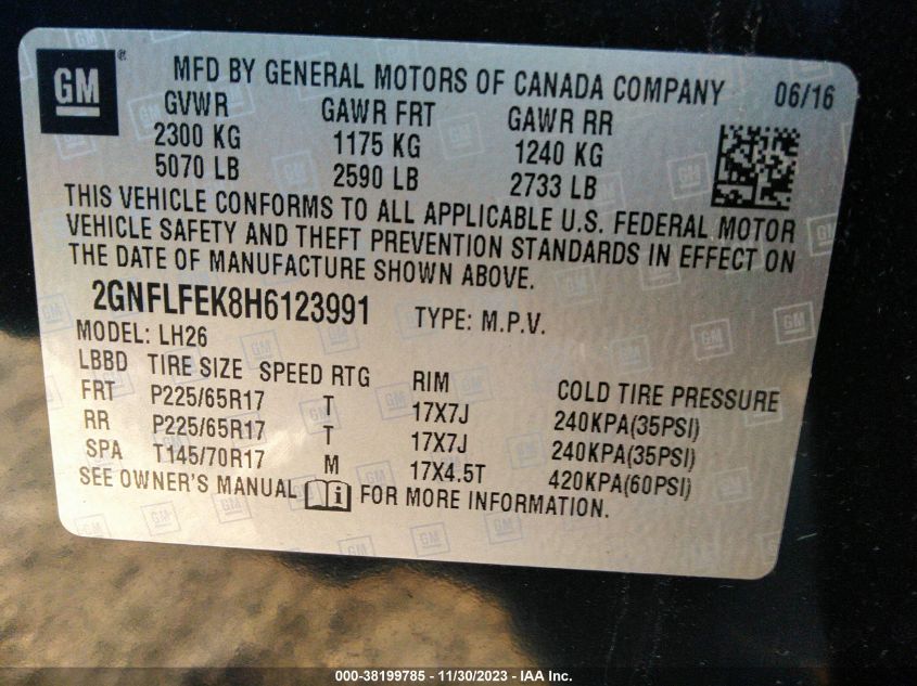 2GNFLFEK8H6123991 2017 Chevrolet Equinox Lt