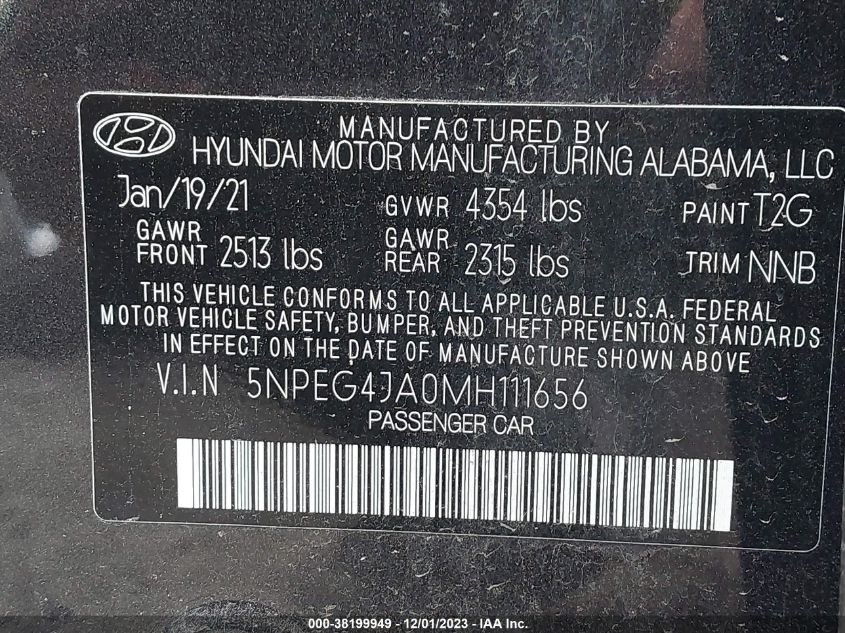 5NPEG4JA0MH111656 2021 Hyundai Sonata Se