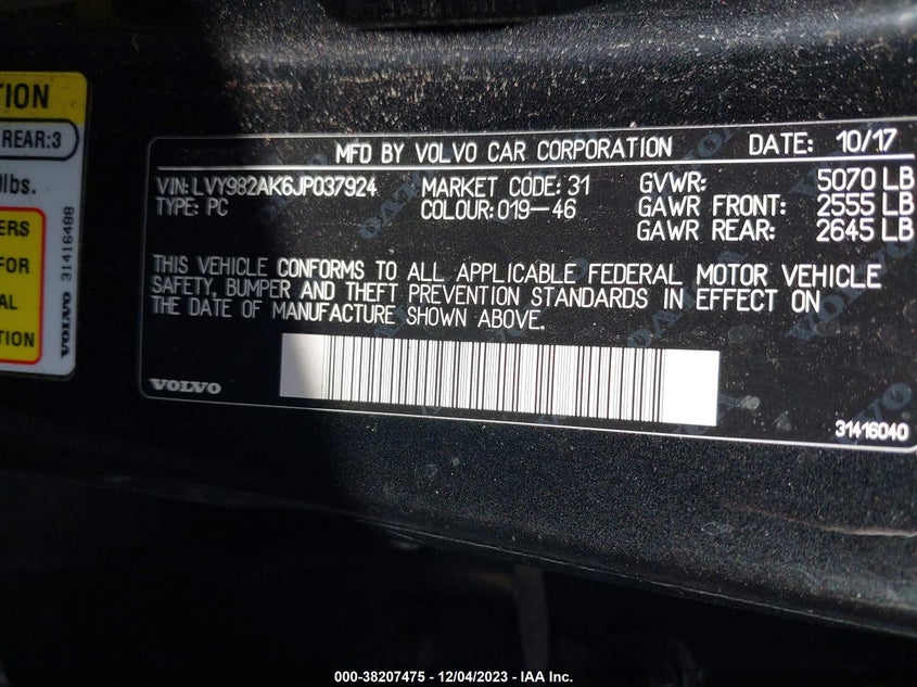 2018 VOLVO S90 T5 MOMENTUM LVY982AK6JP037924