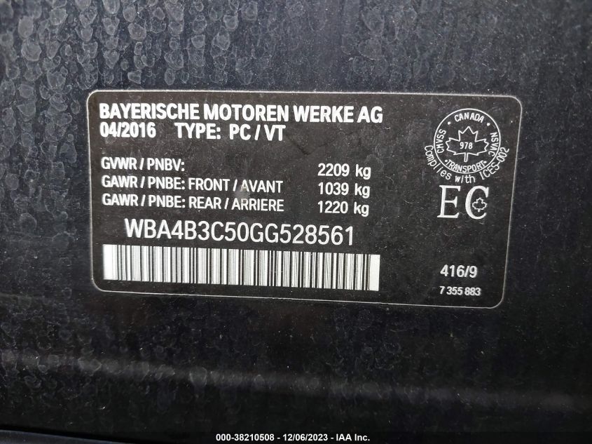 WBA4B3C50GG528561 2016 BMW 435I Gran Coupe xDrive