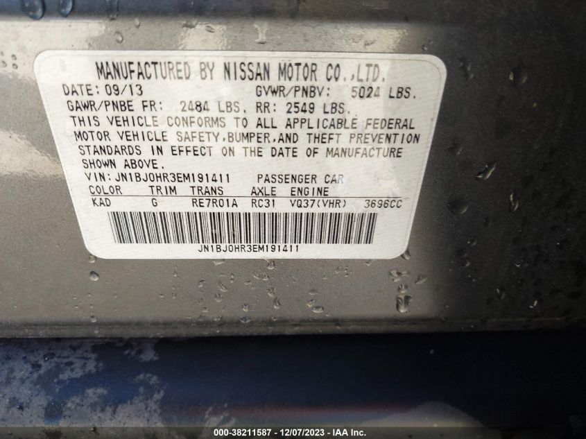 2014 Infiniti Qx50 Journey VIN: JN1BJ0HR3EM191411 Lot: 38211587