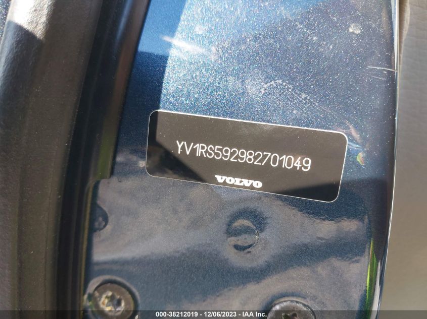 2008 Volvo S60 2.5T/2.5T W/Snrf VIN: YV1RS592982701049 Lot: 38212019