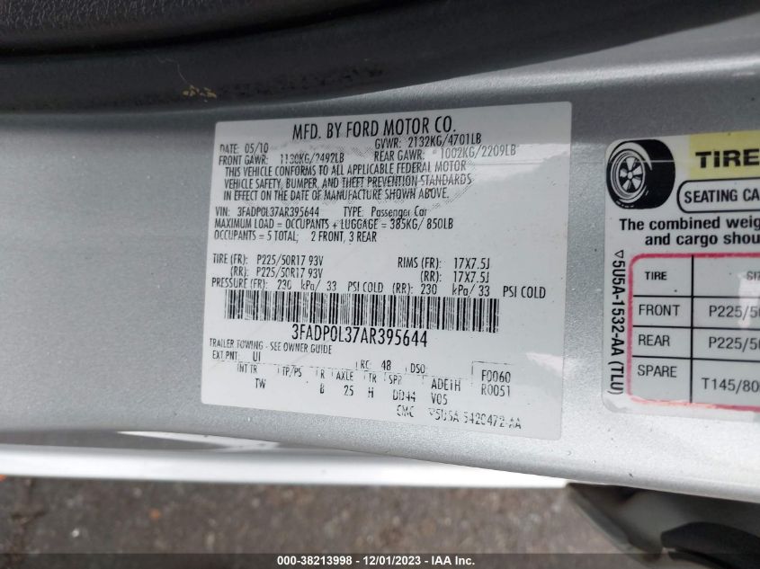 3FADP0L37AR395644 2010 Ford Fusion Hybrid