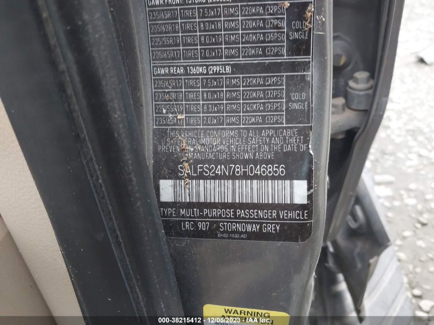 2008 Land Rover Lr2 Se VIN: SALFS24N78H046856 Lot: 38215412