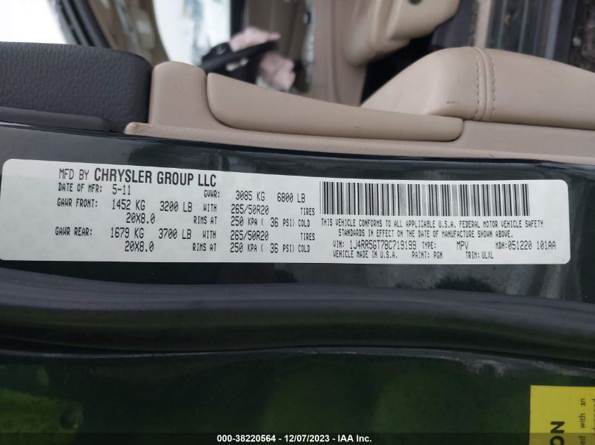 1J4RR5GT7BC719199 2011 Jeep Grand Cherokee Limited