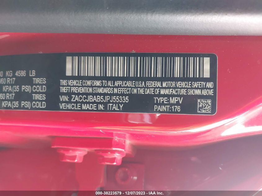 ZACCJBAB5JPJ55335 2018 Jeep Renegade Sport 4X4