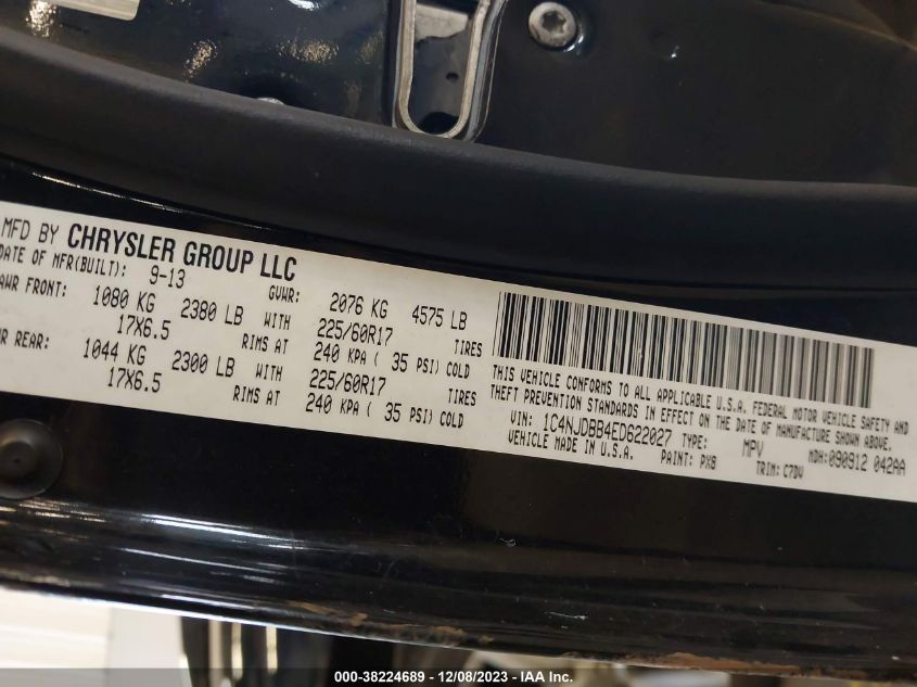 1C4NJDBB4ED622027 2014 Jeep Compass Sport