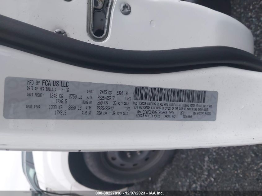 3C4PDCAB0GT245348 2016 Dodge Journey Se