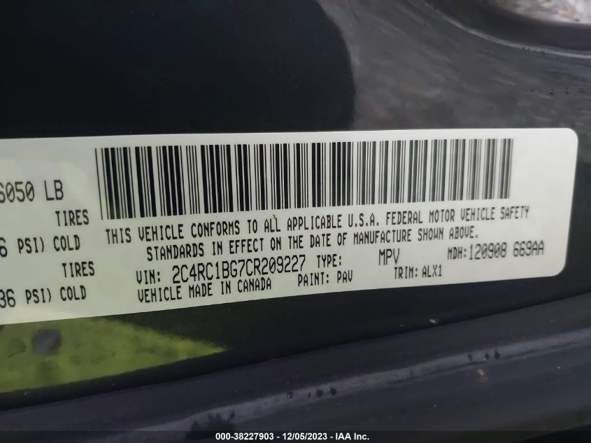 2012 Chrysler Town & Country Touring VIN: 2C4RC1BG7CR209227 Lot: 38227903