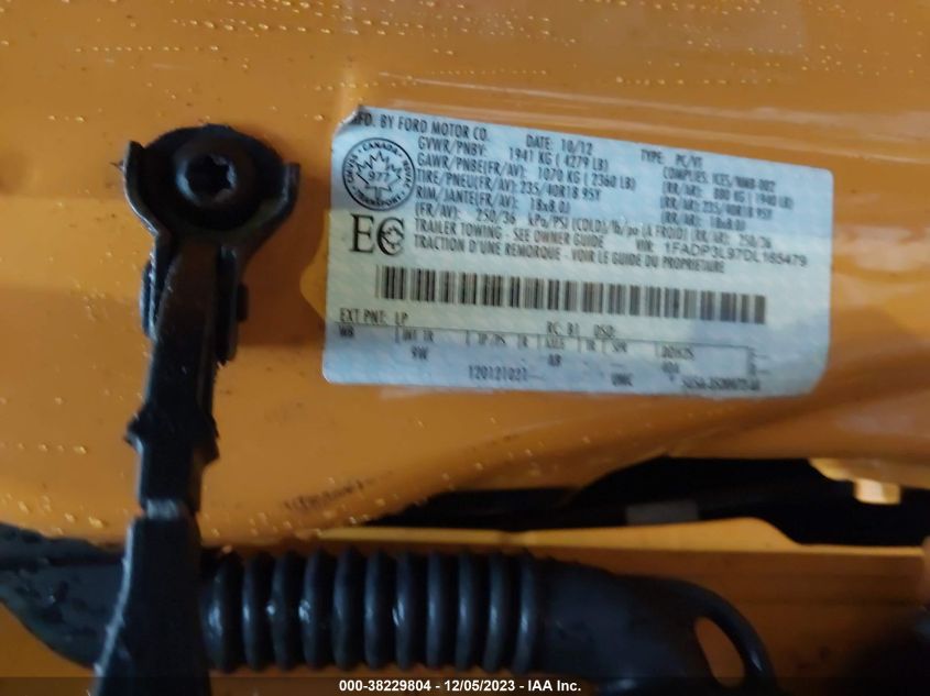 2013 Ford Focus St St VIN: 1FADP3L97DL165479 Lot: 38229804