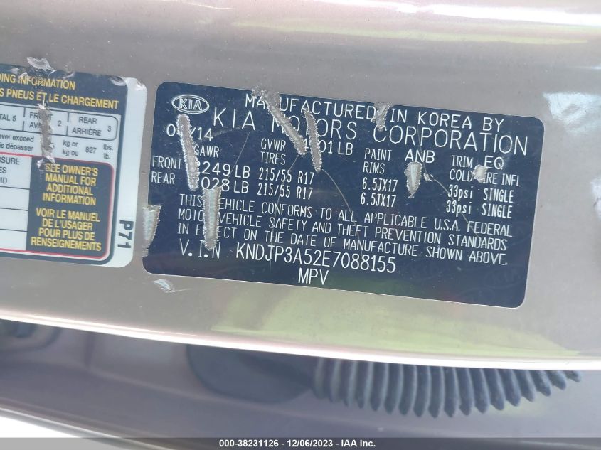 KNDJP3A52E7088155 2014 Kia Soul +