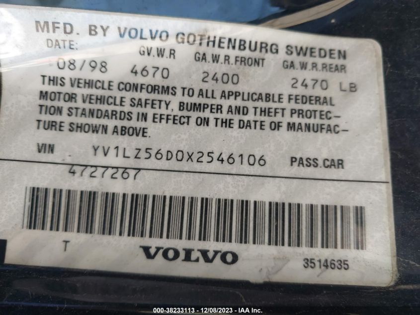 YV1LZ56D0X2546106 1999 Volvo V70 Xc