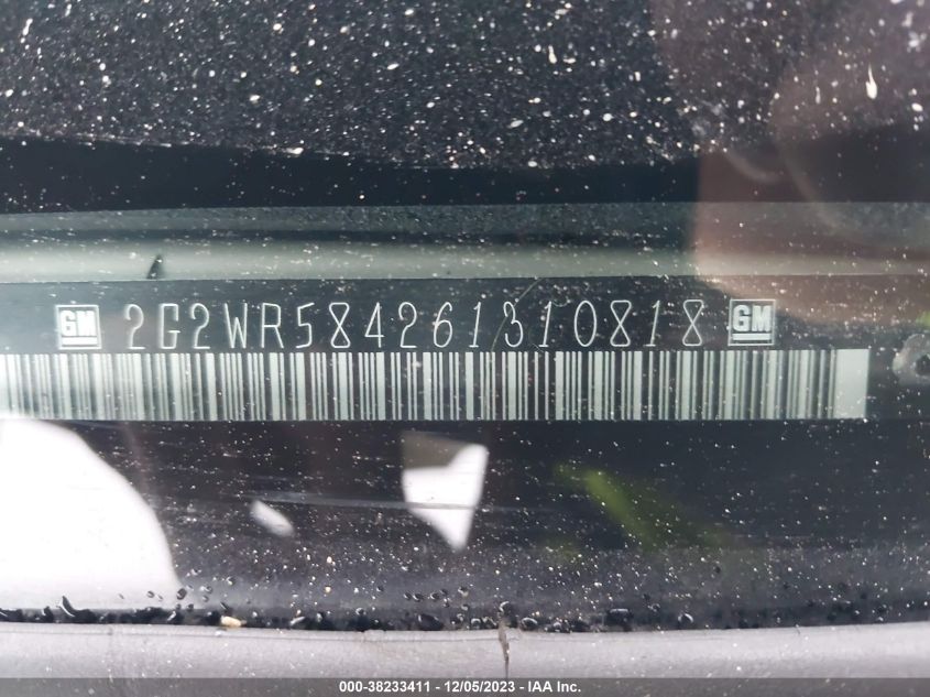2006 Pontiac Grand Prix Gt VIN: 2G2WR584261310818 Lot: 38233411