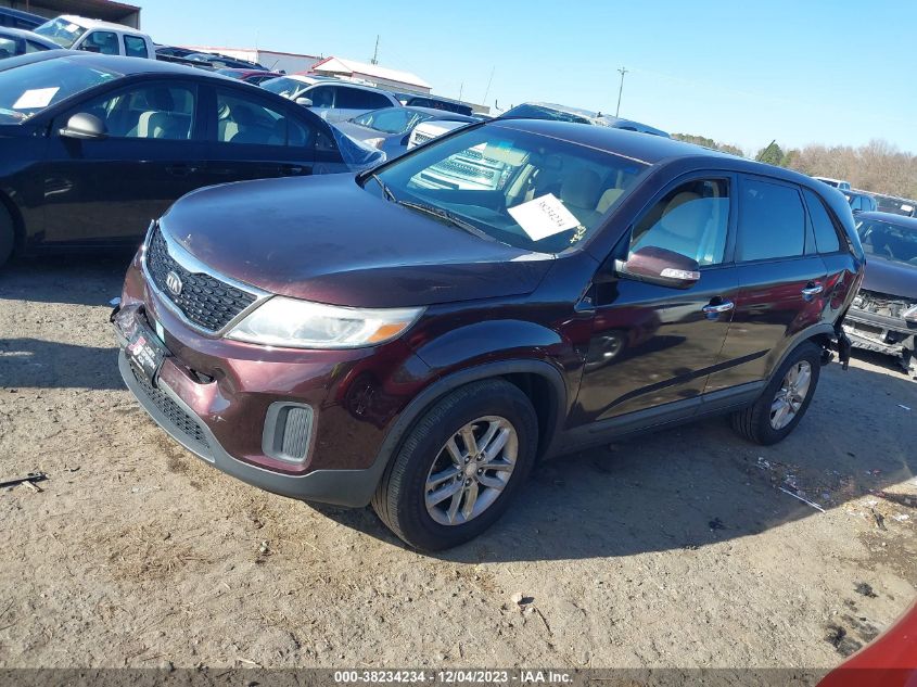 2014 Kia Sorento Lx VIN: 5XYKT3A62EG449637 Lot: 38234234