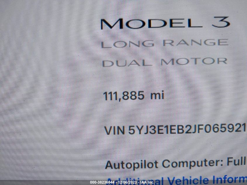 5YJ3E1EB2JF065921 2018 Tesla Model 3 Performance/Long Range