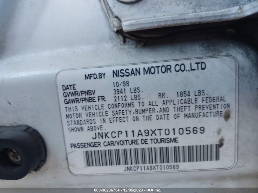 1999 Infiniti G20 Standard/Touring VIN: JNKCP11A9XT010569 Lot: 38236754