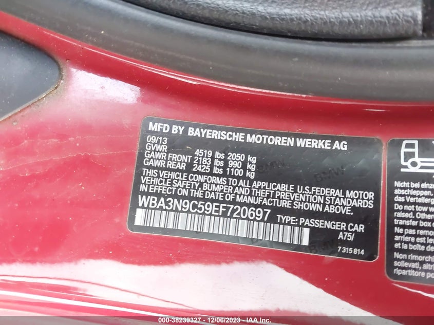 2014 BMW 428I XDRIVE - WBA3N9C59EF720697