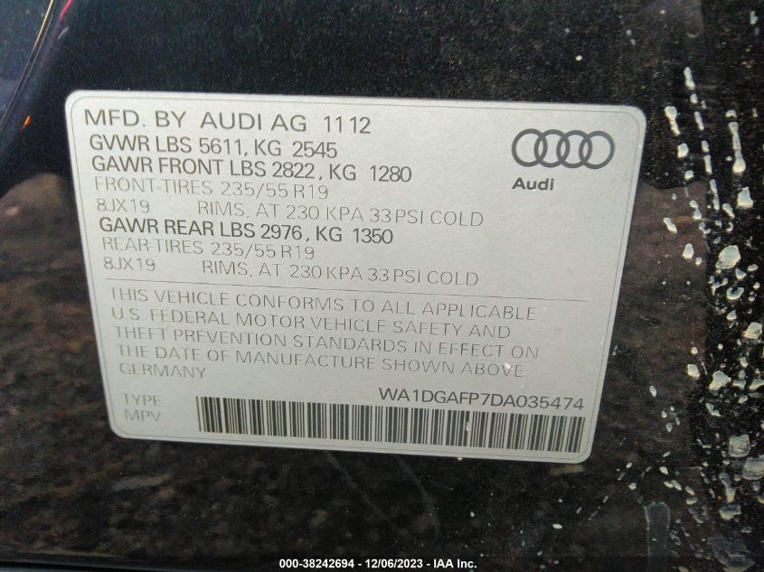 WA1DGAFP7DA035474 2013 Audi Q5 Premium Plus