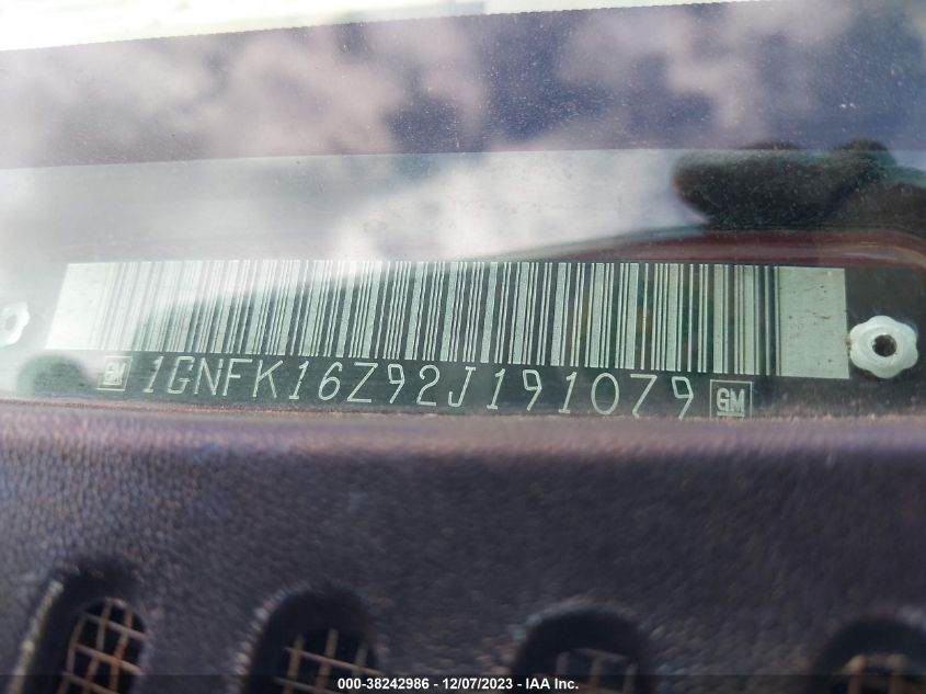 2002 Chevrolet Suburban Ls VIN: 1GNFK16Z92J191079 Lot: 38242986