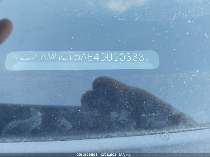 2013 Hyundai Accent Gs VIN: KMHCT5AE4DU103332 Lot: 38244933