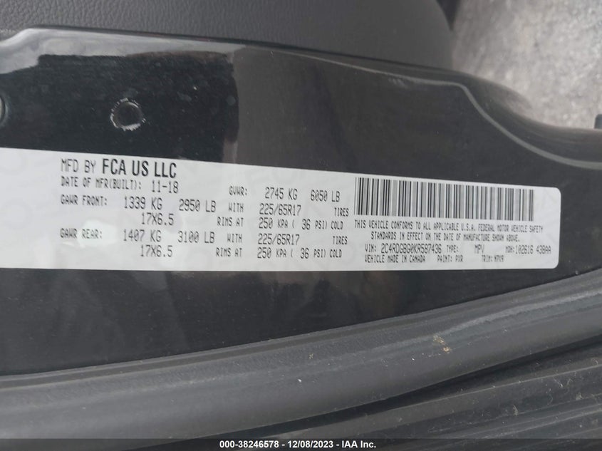 2019 DODGE GRAND CARAVAN SE - 2C4RDGBG0KR587436