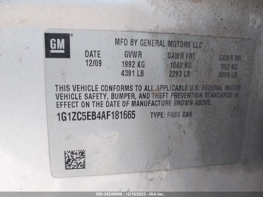 1G1ZC5EB4AF181665 2010 Chevrolet Malibu Lt