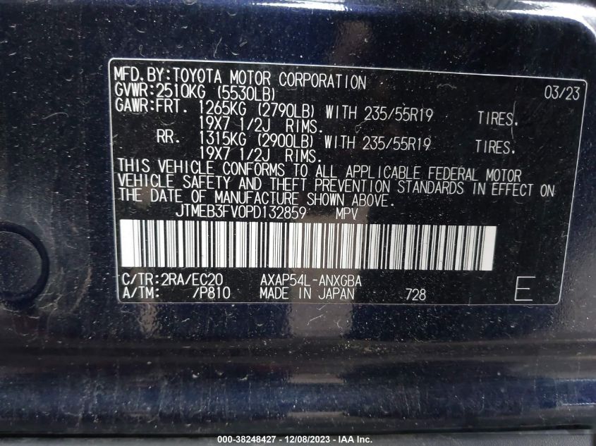 JTMEB3FV0PD132859 2023 Toyota Rav4 Prime Xse