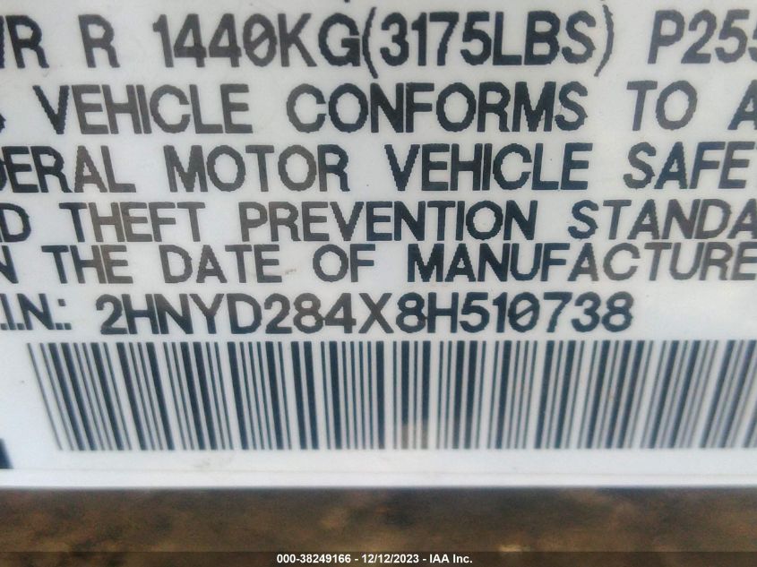 2HNYD284X8H510738 2008 Acura Mdx Technology Package