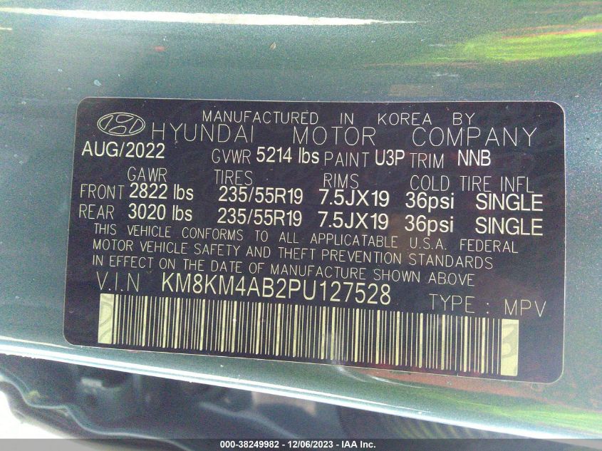 KM8KM4AB2PU127528 2023 Hyundai Ioniq 5 Se Standard Range