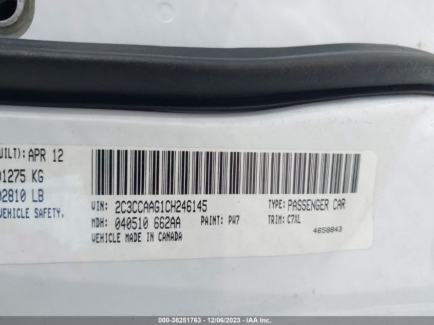 2C3CCAAG1CH246145 2012 Chrysler 300