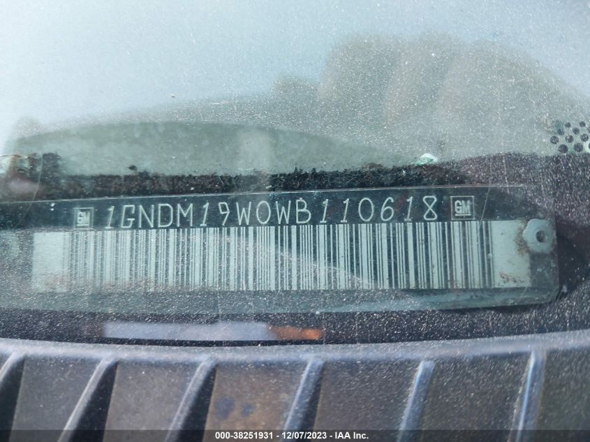 1998 Chevrolet Astro Passenger VIN: 1GNDM19W0WB110618 Lot: 38251931